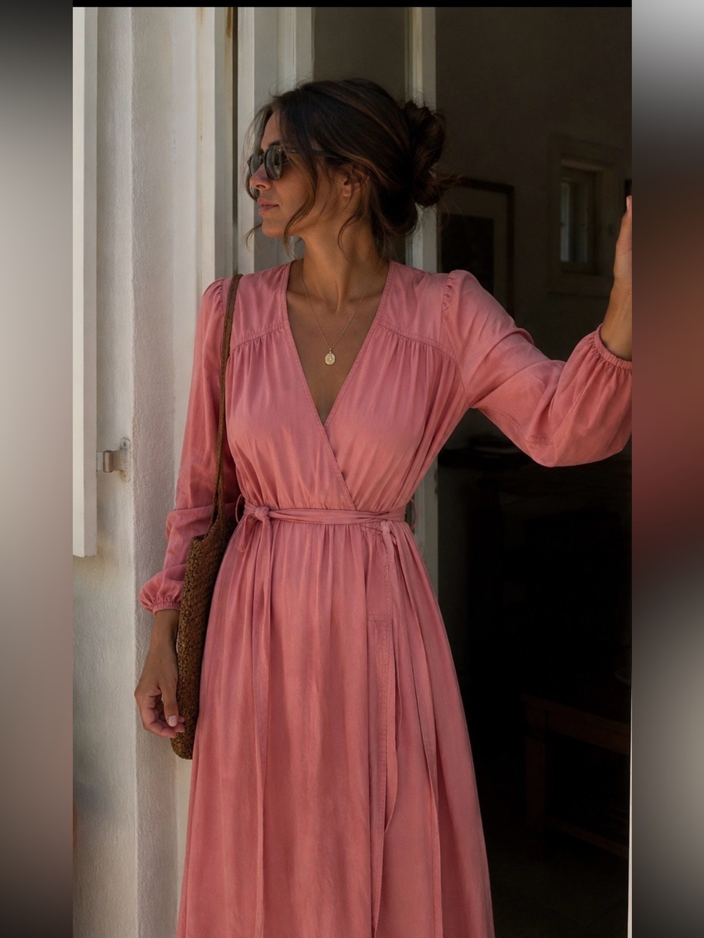 Nature by Westbound Lyocell Wrap Maxi Dress | Blush Pink/Dusty Pink Size: XL NWT